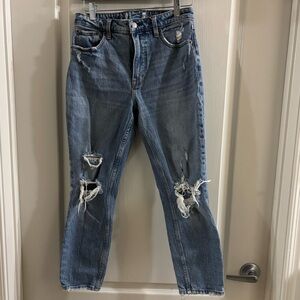 Abercrombie & Fitch Distressed Blue Straight Leg Jeans
